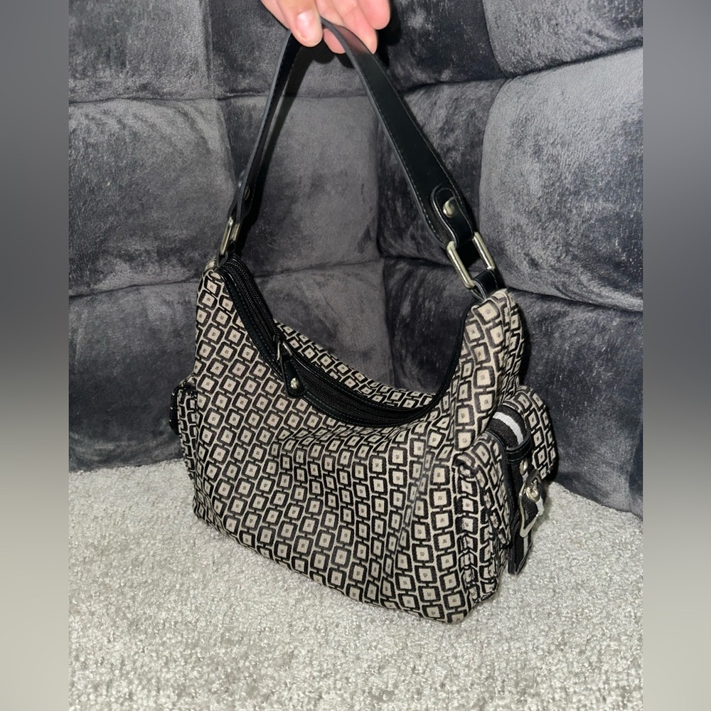 Geometric Patterned Black and Cream Women's Bag